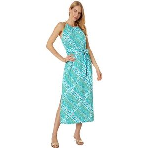 Lilly Pulitzer Teal & Aqua Printed Maxi Dress NWOT